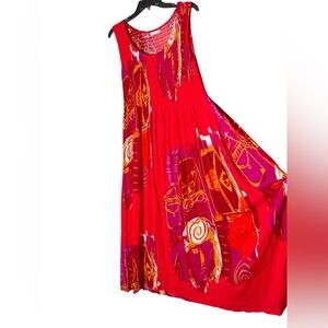 Vasna Maxi Dress Red Artsy Design Print Womens